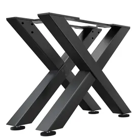 GGM Möbel 2er-Set X Tischkufen | Füße: 6x6cm | B98xH73cm | Schwarz | X Tischgestell, Tischkufen Schwarz