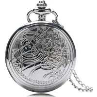 CokinkiDs Taschenuhr für Herren, Doctor Who Pocket Watch. Quarz-Taschenuhr, Vintage-Stil, silberfarben