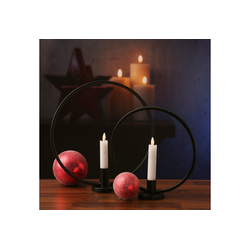MARELIDA Kerzenhalter Stabkerzenhalter Ring schwarz 2er Set Kerzenständer Kerzenhalter Ringform schwarz