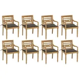 vidaXL Batavia-Stühle mit Kissen 8 Stk. Massivholz Teak