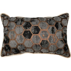 Casa Padrino Luxus Kissen Grau / Kupfer 55 x 35 cm - Deko Kissen - Rechteckiges Zierkissen - Wohnzimmer Deko - Luxus Deko Accessoires - Luxus Deko