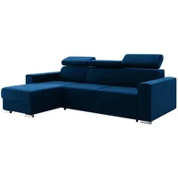 MEBLINI Schlafcouch mit Bettkasten - Ecksofa mit Schlaffunktion - Sofa mit Relaxfunktion und Kopfstützen - Couch L-Form - Eckcouch - Wohnlandschaf... - Blau