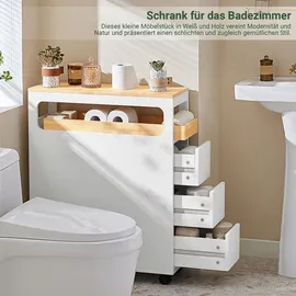 SoBuy Badschrank Küchenwagen Küchenregal mit Rollen Rollwagen Weiß BZR54-W