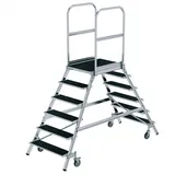 MUNK Podesttreppe 6 Stufen 235 cm Aluminium/Holz/Stahl