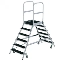 MUNK Podesttreppe 6 Stufen 235 cm Aluminium/Holz/Stahl