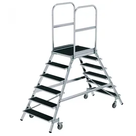 MUNK Podesttreppe 6 Stufen 235 cm Aluminium/Holz/Stahl