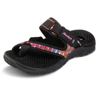 Skechers Damen Reggae Mad Swag Zehentrenner Gewebte Sandale, Schwarz, 40 EU