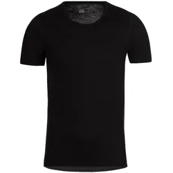 Funktionsshirt TRIGEMA "TRIGEMA T-Shirt aus Merinowolle", Herren, Gr. L, schwarz, 80% Wolle (Merinowolle), 20% Polyamid, sportlich, Kurzarm, Shirts