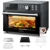 OIMIS Heißluftfritteuse Backofen 30L Mit 21 Programme, Grau Heißluftbackofen xxl mit luftfritteuse Ölfreier Multifunktions-Heißluftofen, DUAL COOK,6 Zubehörteile,Rezepte, 30°C-230°C, 1800W, NO Drehkorb