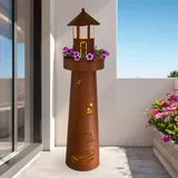 Leucht Turm Pflanz Schale beleuchtet - 80 cm - Garten Deko Blumen Säule Timer