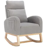 OKWISH Schaukelstuhl Relaxstuhl Schaukelsessel, Teddy Fabric Upholstered Rocking Chair,Für Wohnzimmer/Schlafzimmer grau