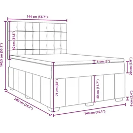 vidaXL Boxspringbett 140 x 200 cm Dunkelgrau