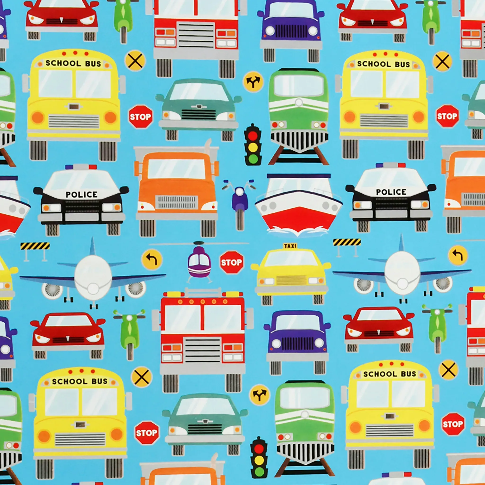 Star Geschenkpapier Fahrzeuge 70cm x 2m Rolle Geschenkpapierrolle mit Auto Motiv Geschenk Papier Kindergeburtstag Geburtstag Junge Farbiges Packpapier Bunt