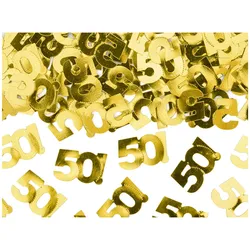 Konfetti Zahl 50 2x1cm 15g Zahlenkonfetti für Geburtstag Jubiläum goldene Hochzeit Streudeko Tischkonfetti Tischdeko Confetti Gold