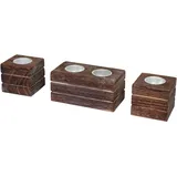 Mendler Teelichthalter Leuca Aluminium/Holz Braun
