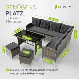Juskys Manacor Polyrattan Lounge-Set grau meliert inkl. Abdeckung