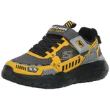 Skechers Boys Sneaker, Charcoal Synthetic/Textile/Yellow Trim, 27 EU