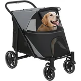 PawHut Hundewagen Faltbar für große und mittelgroße Hunde Grau onesize