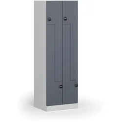 Z-Spind, 4 Abteile, 1850 x 600 x 500 mm, RFID-Schloss, dunkelgraue Tür