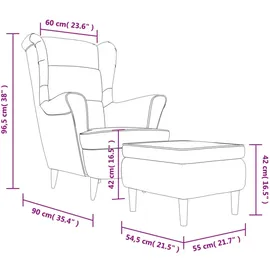 vidaXL Ohrensessel mit Hocker Schwarz Samt
