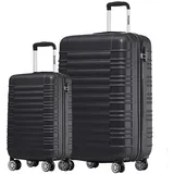 TRVLMORE Koffer & Trolleys - Koffer Set, Kofferset 2 Teilig, Handgepäck Koffer, Hartschalenkoffer Groß, Reisekoffer mit Rollen Groß - Trolley Handgepäck - Handgepäck Trolley 55x40x20 - Schwarz