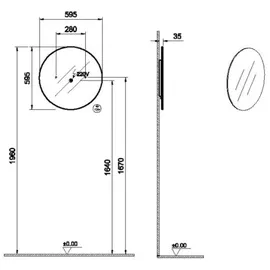 Vitra Prime LED-Flachspiegel rund 59,5 cm