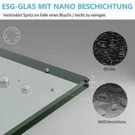 IMPTS Duschkabine Duschtrennwand Mattschwarzt Duschabtrennung 6mm ESG Glaswand Faltdusche 90 x 185cm, -