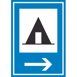 Zeltplatz rechts Schild A4 (210x297mm)