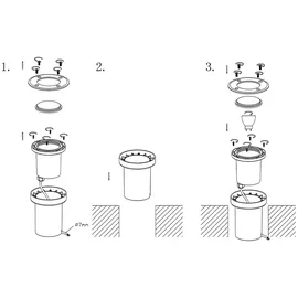 LUCANDE Bodeneinbaustrahler Edelstahl Ø 12 cm 1-flammig GU10 grau