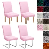 Stuhlhussen Samt 4er Set, Hussen Für Stühle, Stuhlhussen Schwingstühle, Universell Stretch Stuhlbezug, Waschbarer Stühle Schutz Für Esszimmer Küche Restaurant Hotel Bankett Hochzeit Party (Rosa)