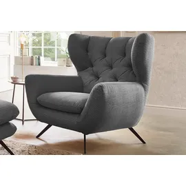KAWOLA Hochlehnsessel CHARME Cord 100 x 106 x 95 cm Grau gepolstert