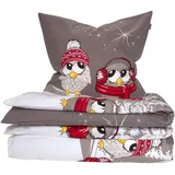 SCHIESSER Bettwäscheset Olsona - Feinbiber - 2-teilig - 135 x 200 cm, - Grau