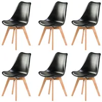 Fruyyzl Esszimmerstuhl Küchenstuhl Schalenstuhl Skandinavische Stühle für die Kaffeeküche (6 St), Moderne Stuhl aus PU-Leder mit Buchenbeinen schwarz