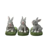 MARELIDA Blumentopffüße Hasen 3er Set grau