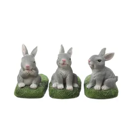 MARELIDA Blumentopffüße Hasen 3er Set grau