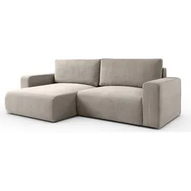 lookway Ecksofa OPERA L-Form mit Schlaffunktion und Bettkasten Beige