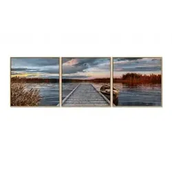 Sonnenaufgang am See (Triptychon) Malen nach Zahlen