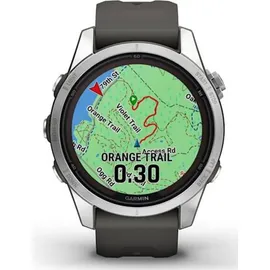 Garmin Fenix 7S Pro Solar BT 42 mm Edelstahlgehäuse silber Silikonarmband grau S