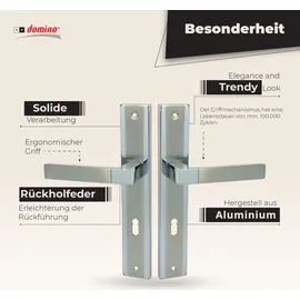 Domino Türgriff 72 Drückergarnitur BB-Buntbart Edelstahl Chrom/Nickel