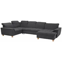 Wohnlandschaft HOME AFFAIRE "Lyla U-Form" Sofas Gr. B/H/T: 352cm x 81cm x 214cm, Struktur fein, Recamiere rechts, ohne Funktion, grau (anthrazit) wahlweise mit Rückenfunktion und zusätzlich Bett + Bettkasten