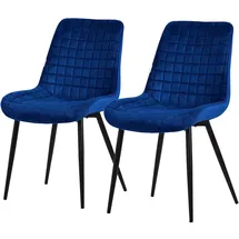 ML-Design Esszimmerstuhl Samt dunkelblau 2er Set