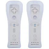 TechKen Remote Controller Linker für Wii mit Motion Plus, Remote Plus Controller für Wii Fernbedienung Motion Plus Joystick für Wii Remote Game Control mit Silikonhülle Handschlaufe für Wii