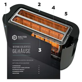 Balter Home Langschlitz-Toaster Grau