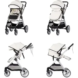 Chipolino Kombikinderwagen 2 in 1 Vista Wickeltasche, Fußabdeckung, Korb, Gurt weiß