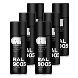 COSMOS LAC Sprühlack Sprühdose - 400ml - Sprühfarbe für den DIY-Bereich, geeignet für alle Oberflächen - Lackspray (6, RAL 9005 - schwarz glänzend)