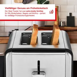 Solis Zwei-Schlitz Toaster, 6 Stufen, Krümelschublade, silber