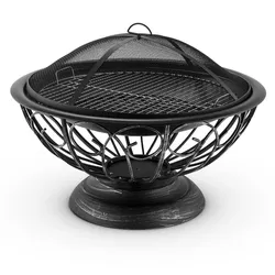 Blumfeldt Tulip Feuerschale Ø75cmGrill Feuerstelle Funkenschutz Stahl brüniert Antik-Schwarz