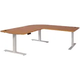 Mendler Eckschreibtisch HWC-D40 Eichefarben / Braun