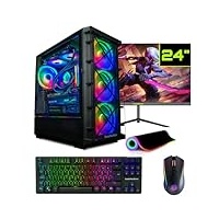 GameMachines Storm Komplett Set - Gaming PC - Wasserkühlung - AMD Ryzen 7 5700X - GeForce RTX 4060-1TB SSD - 32GB RGB DDR4 - WLAN - Tastatur - Maus - Mauspad - 24 Zoll 165Hz Monitor - Win 11