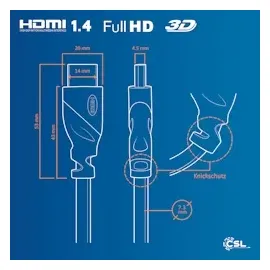 CSL HDMI-Kabel 2.0b, 4K UHD, Full HD, 3D, 3-fach geschirmt, High Speed mit Ethernet, HDMI Typ A - 15m